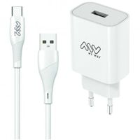 cargador de pared myway mywepak0002 1xusb 15w  cable usb tipo-c 12m blanco