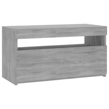 Mueble Tv | Mueble De Salón | Armario Tv Con Luces Led Gris Sonoma 75x35x40 Cm