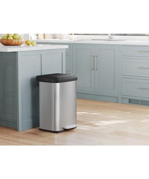 Cubo de basura 50 l con pedal de acero inoxidable plata y negro