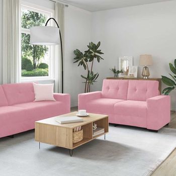 Vidaxl Juego De Sofá 3 Uds. Rosa Terciopelo