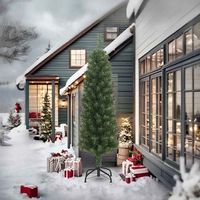 arbol de navidad  decoraciones de navidad artificial delgado y soporte pvc verde 240 cm