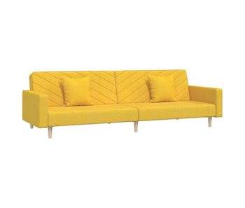 Vidaxl sofá cama de 2 plazas con dos almohadas tela color amarillo