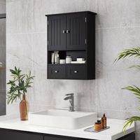 armario de bano de pared de mdf kleankin 508x178x66 cm-negro