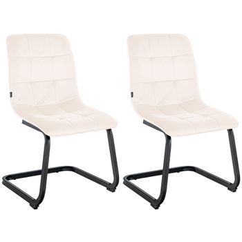 Set De 2 Sillas De Comedor Vermont En Terciopelo Crema 58x47x87 Cm Clp