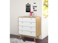 comoda con 4 cajones en efecto roble blanco