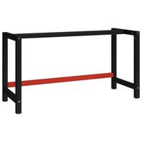 banco de trabajo estructura metal negro y rojo 150x57x79 cm vidaxl