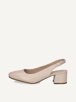 CAPRICE sling pumps, beige, made of Leather with Trapeze heel, Size 36
