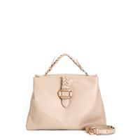 bolso de mano suave con asa trenzada hebilla y bandolera extraible beige