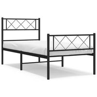 estructura cama sin colchon con estribo metal negro 100x200 cm vidaxl