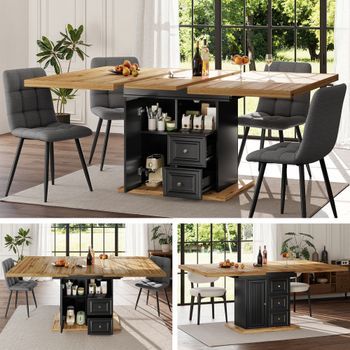 Mesa De Comedor Extensible - Mueble De Salón - Mdf Y Metal - Madera Natural (110x80x75cm)