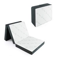 costway colchon plegable en 3 secciones cubierta de fibra de bambu y tela transpirable con asa 193 x 80 x 10 cm blanco y gris