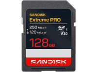 tarjeta sd - sandisk extreme pro 128 gb hasta 250 mbs lectura uhs-i v30 u3 videos 4k y full hd negro