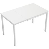 homcom mesa de comedor extensible 80-120 cm para 4 a 6 personas mesa de cocina con extension deslizante blanco   aosom espana