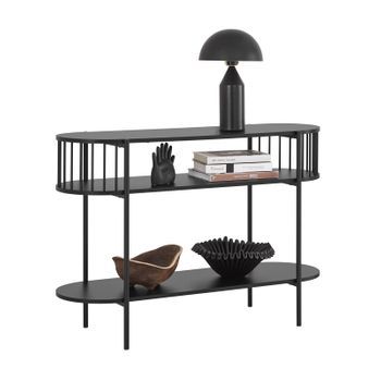 Mesa De Consola Mesa De Entrada Recibidor Con 3 Niveles Estructura De Mdf Y Hierro 110 X 39 X 76 Cm Negro Fsb90-sch Sobuy Es