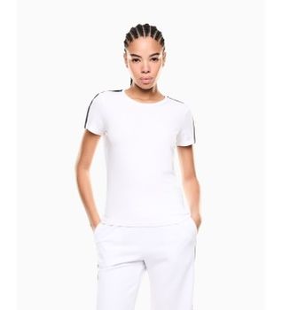 EA7 para mujer. 7W001490_AF10373 Camiseta Logo Series blanco (XS), Casual, Algodón, Manga corta