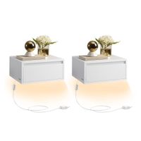 mesita de noche colgante luz estante de pared con cajon blanco nube  2