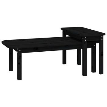 Juego De Pack 2 Uds Mesas De Centro，mesa Auxiliar，mesa De Café Madera Maciza De Pino Negro
