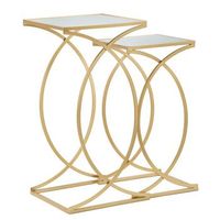 juego de 2 mesas cuadradas en metal dorado cm 35x35x70-30x30x60