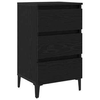 Mesita De Noche - Mesilla De Noche Con Cajón Roble Negro 40 X 35 X 69 Cm Mc6617