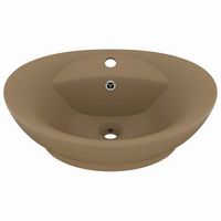 lavabo de bano moderno  lavabo lujoso con rebosadero ceramica crema mate 585x39 cm