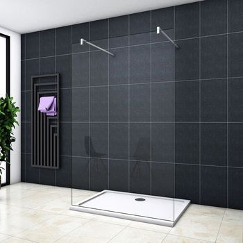 Aica Walkin Mampara Panel De Ducha 1 Hoja Vidrio Antical 8mm 47x200cm Con Dos Barras 140cm