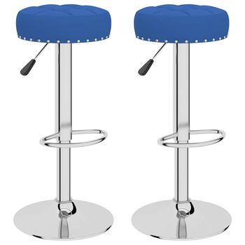 Pack 2 Uds Taburetes De Cocina | Taburete De Bar | Taburete Alto Tela Azul
