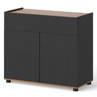 costway aparador buffet con almacenamiento mesa para estacion de cafe de madera con 1 cajon y 2 puertas credenza estilo moderno rustico negro