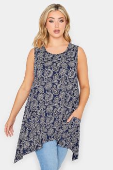 Yours Top Asimétrico Con Bolsillos Azul Cachemira, Mujer Curvy Y Tallas Grandes, Yours