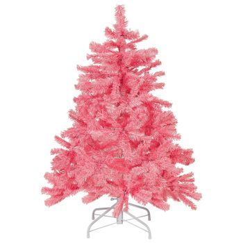 Árbol De Navidad Artificial Rosa 120 Cm Base De Metal Decoración Tradicional Festividad Vacaciones De Invierno Farnham