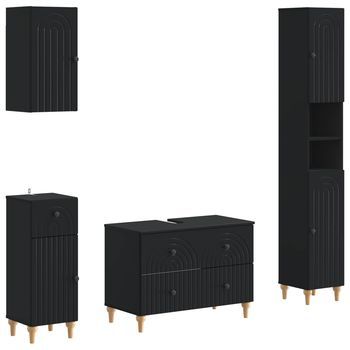 Juego De Armarios De Baño De 4 Piezas Alkmaar Negro Vidaxl