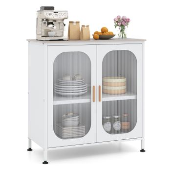 Costway Aparador de Cocina con Estante Regulable y Sistema Antivuelco 83 x 42 x 85,5 cm Blanco