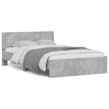 Cama Matrimonial | Cama Para Adultos | Estructura De Cama Con Cabecero Gris Hormigón 120x190 Cm