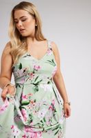yours london vestido verde salvia con flores de tirantes gruesos mujer curvy y tallas grandes yours london