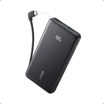 Power Bank Anker 20.000 mAh, 22.5W, 1 USB-C, 1 Cable retráctil USB-C, 1 USB-A Negro