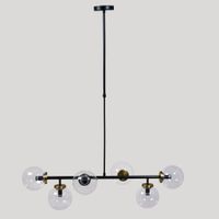 lampara de techo de acero negro y 6 globos de cristal an 101 cm