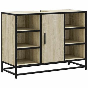 Mueble De Lavabo Para Baño Roble Sonoma 80x33x60 Cm Madera De Ingeniería Vidaxl