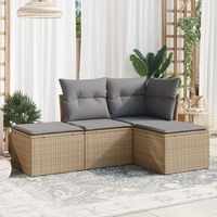 conjunto de sofas jardin con cojines 4 uds  mueble jardin mesa y sillas ratan sintetico beige cfw903354