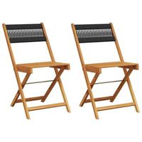 pack 2 uds silla de jardin  sillas bistro madera maciza acacia y polipropileno negro