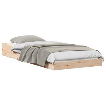 Cama Individual | Cama Para Adulto | Estructura De Cama Natural 80 X 210 Cm Madera De Pino Macizo