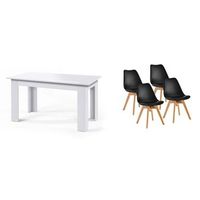 pack mesa fija de comedor o cocina blanco  4 sillas nordic negro