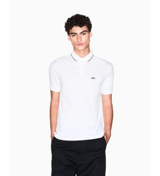 A|X Armani Exchange para hombre. XM001289AF10363U0009 Polo Entallado (M), Blanco, Casual, Algodón, Manga corta