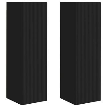 Mueble De Tv Montado En La Pared 2 Uds | Mueble De Salón | Gabinete De Tv Negro 30 X 31 X 100 Cm