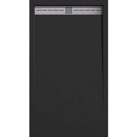 plato de ducha pizarra arco negro 90x130 cm rejilla inox