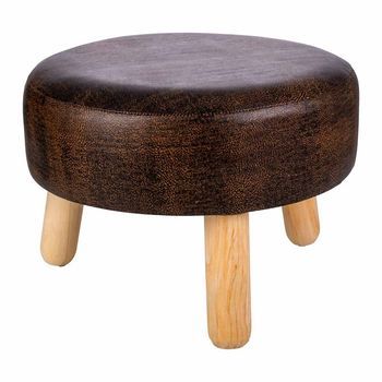 Taburete De Madera Y Polipiel Marrón 40x40x13/29