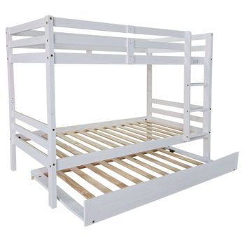 Litera Juvenil Elephant Con Cama Nido Blanco Abierto Madera De Pino Estilo Contemporáneo 199x154x104 Cm