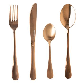 Set de 16 cubiertos en acero inoxidable cobre