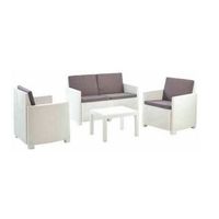 tresillo arena blanco 4 piezas 8 cojines conjunto