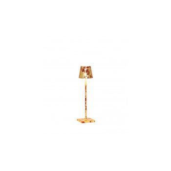 Lámpara De Mesa Led Poldina Pro Micro Red Gold Leaf Craquelè Recargable Y Regulable Con Batería De Hasta 12 Horas