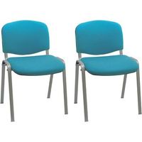 pack 2 - sillas de confidente iso chasis acero negro - tapizado turquesa