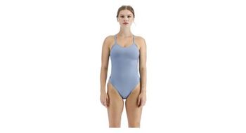 Traje de bano de 1 pieza tyr  p solid cutoutfit  p azul piedra para mujer